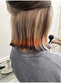 くびれボブ◎ブリーチ/エンドカラーアプリコットオレンジ本厚木