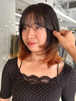 ノラ ヘアーサロン(NORA HAIR SALON) 【大久保】オレンジエンドカラー顔まわりレイヤーカット