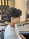 センターパート×フェザーパーマ