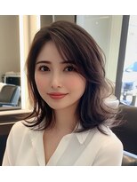 ラクレール 五香&nbsp;ナチュラルブラウン×ラウンドバングの上品ミディ/松戸/五香