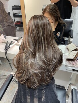 ブレンド 渋谷(BLend) ハイライトカラーくびれヘアアプリコットオレンジ