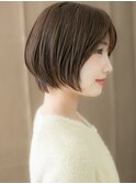 ダークグレージュナチュラルショート丸みボブX戸田公園30代40代