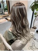 バレイヤージュグレージュロング
