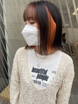 ハル 南平岸(HARU) インナーカラーオレンジ×パツっとボブ