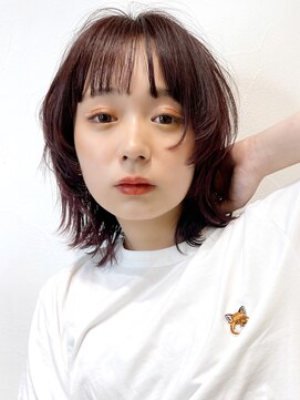 アイティーバイアルバム 八王子店(IT by ALBUM) ストレートナチュラルウルフ_外ハネボブセクションカラー_38526