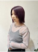 ぱつんボブ×ツヤパープル