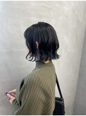 ボブパーマ　ボブヘア　切りっぱなしボブ　インナーカラー