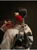 卒業式ヘア/ タイトポニー/ 生花アレンジ