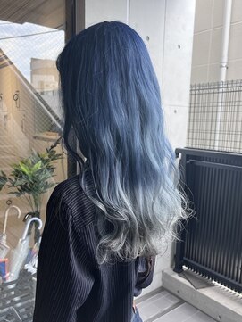 アソビセカンド 原宿(ASOBI 2nd) ダブルカラー/黒髪/ボブルフ/ネビージュ/原宿/前髪/ブルーカラー