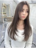 韓国ヘアーハッシュカットレイヤーカットグレージュブリーチ無し