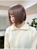 ミルクティーベージュ暗めグレージュミディアムウルフレイヤー○