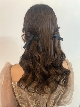 ジゼル 博多筑紫口店(GiseL) ハーフアップ　リボンアレンジ　結婚式　同窓会　20代30代