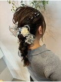 ルーズ編み下ろしアップヘア ドレスヘア 結婚式 お呼ばれ 二次会