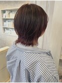 福山美容室carry ワインレッドブリーチありイルミナカラー透明感