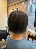ぱつっとボブ×オリーブ［暗めカラー/デザインカラー］長野歌穂