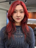 ニコ トウキョウ 渋谷(nico TOKYO)&nbsp;ダブルカラーチェリーレッドラベンダーパープル韓国レイヤーボブ