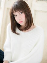 モッズヘア 福岡天神店 mod's天神ミルクベージュぱっつん前髪ワンカール艶感ストレートb