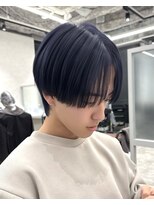 キートス(kiitos)&nbsp;1ブリーチで作る　シースルーマッシュ×ブルーカラー