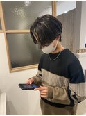 センターパートワンカールパーマ