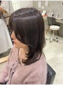 レイヤースタイル 顔周りカット ラベンダーブラウン