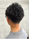 ツイストスパイラルパーマ 束感 ツーブロック 爽やか 黒髪