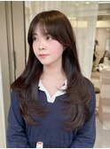 切りっぱなしボブ/エアリーロング/美髪/ピンクブラウン/原宿