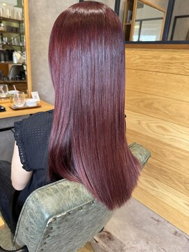 スーリール 春日千歳町店(Sourire) ボルドーカラー×インナーピンク