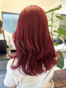 ラレイ ハラジュク(Lalei harajuku) 【白石】ブリーチなし赤髪暖色艶カラーチェリーレッド原宿