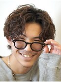 【サーフカールパーマ】メンズセンターパートウルフコンマバング