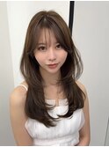 大人上品韓国風レイヤー/透け感前髪/10代20代30代/原宿