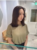 顔まわりカット/ロングレイヤー/オリーブ/グレージュ/河原町