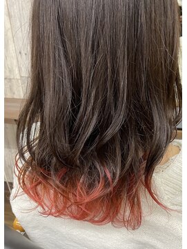 ハートランド(heart land) ビターショコラ×裾ブリーチオンカラー×オレンジピンク