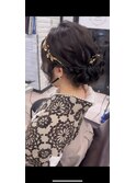☆カチューシャ＋金箔　編み込みアップ☆