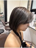透明感グレージュ×ナチュラルボブ