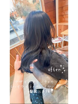 ナンバーフォーナチュラル 戸祭(NO4 natural) バレイヤージュ ハイライト。ネイビーブルー