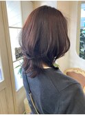 柔らかショコラひし形くびれ外ハネウルフミディアム30代40代髪型