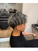 ツイスパ/メンズパーマ/ホワイトメッシュ/ツイストスパイラル