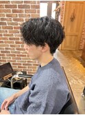 メンズウェーブヘアメンズアッシュカラースパイラルパーマ