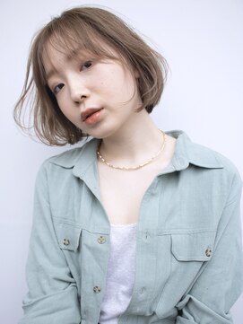 アルバム 銀座(ALBUM GINZA) ニュアンスワンカールボブ_ピンクベージュボブルフ_37730