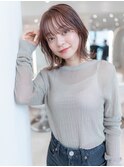大人かわいい前髪セシルカットココアブラウンフリンジウェーブ