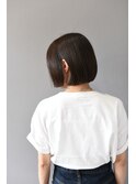 王道のワンレンミニボブヘアスタイル