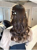ハーフツインアレンジ/パールアレンジ/結婚式ヘアセット/結婚式