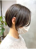 ブリーチなしダブルカラーピンクベージュミディアムボブ20代30代