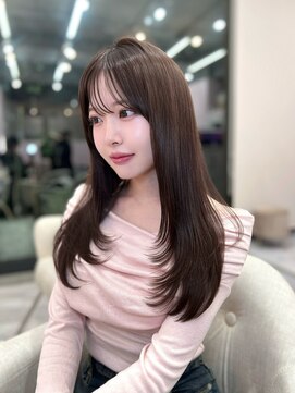 アディション 新宿(ADITION) 韓国ブラウンベージュカラー×顔周り韓国カット/髪質改善/新宿k