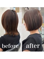 ヘアサロン ドットプラス 町田店(dot. plus)&nbsp;【市井友佳子】朝楽丸みボブ/赤みレスオリーブカラー/町田