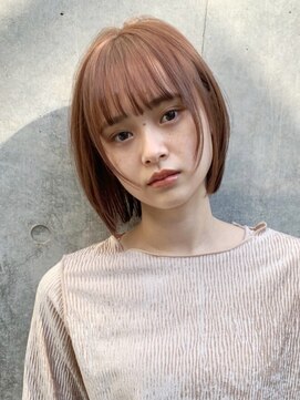 サンク 原宿 表参道(cinq) ミニボブショートボブピンクベージュカラー前髪あり20代30代