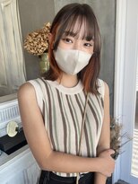 アトリエ エス atelier es HAIRDESIGN&nbsp;グレージュ×オレンジ/インナーカラー/イヤリングカラー/ボブ