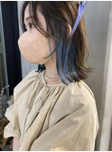インナーブルー_グレージュカラーボブウルフ