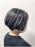 筋感ハイライト/白髪ぼかしハイライト/ショートボブ/大船/大船駅