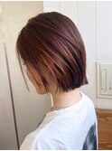 オレンジボブ_ハッシュカットフルバングレッドブラウン_ba476851